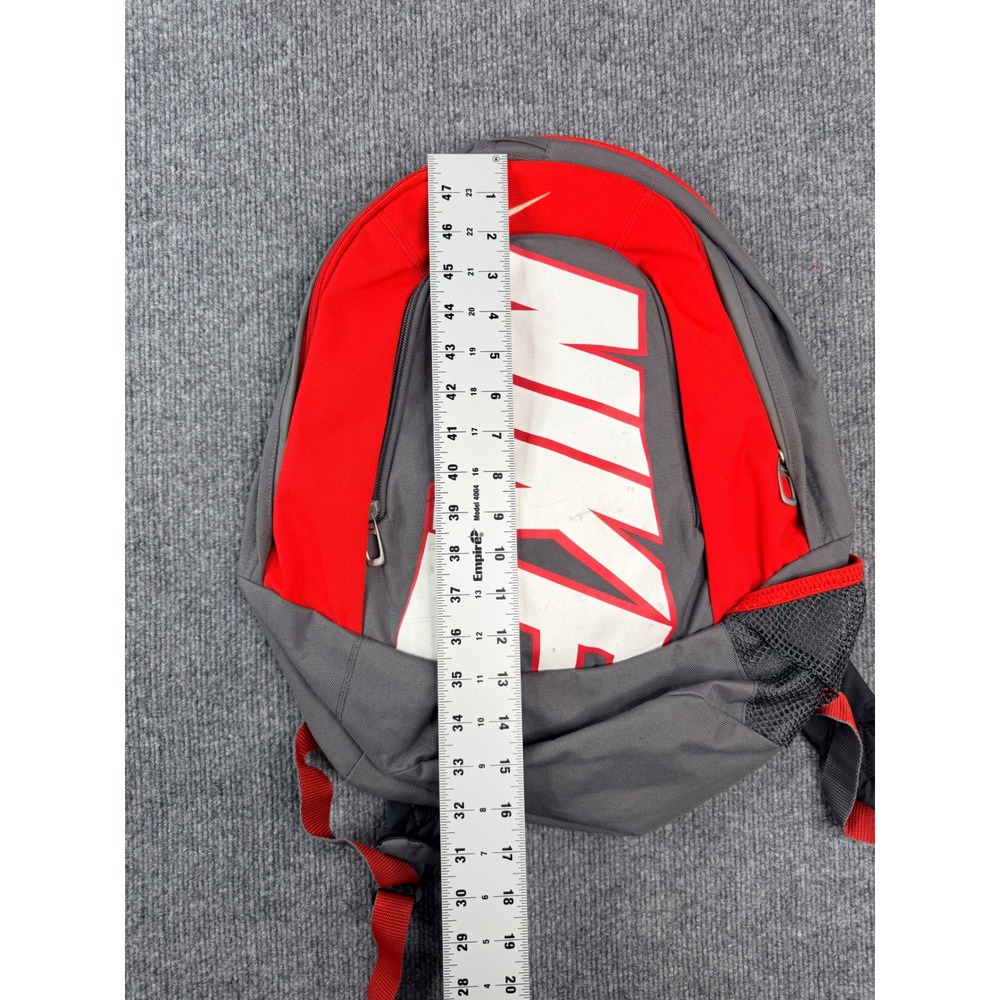 Nike Backpack Red Gray Y2K School Travel Bag Large Logo BA2998-061 - Picture 2 of 5